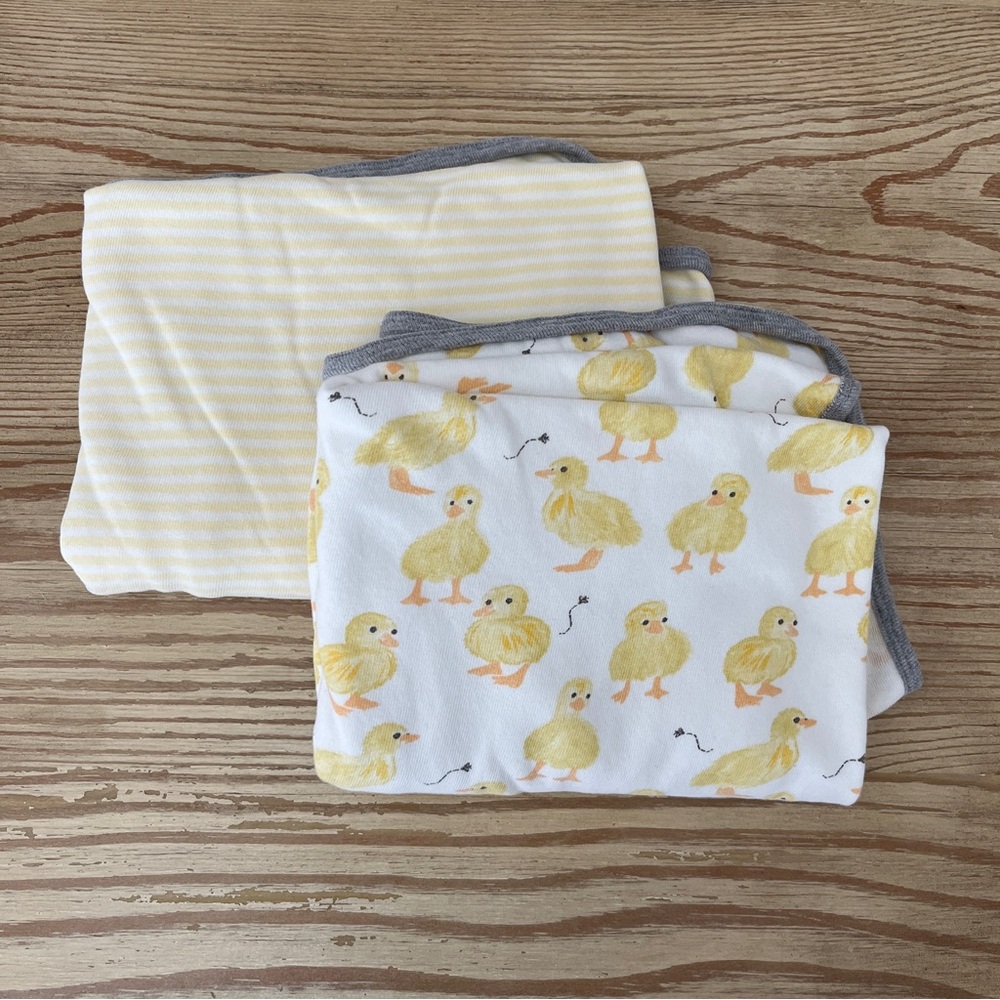 Burt's Bees Baby Duck Print Hooded Towel Set of 2